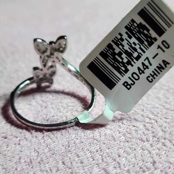 JTV White Cubic Zirconia 925 Silver Butterfly Ring - Picture 6 of 10